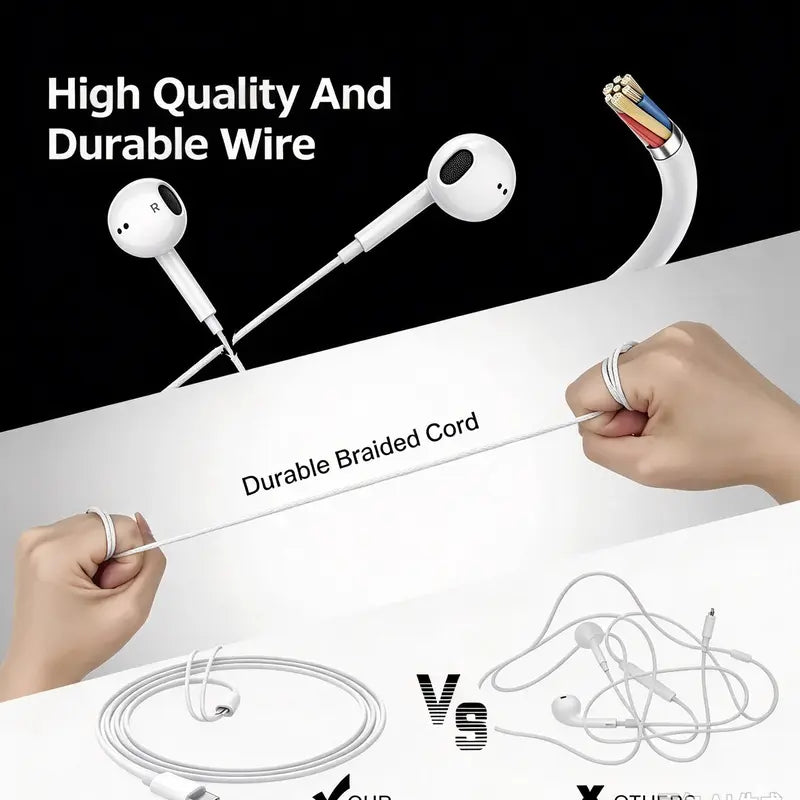 USB C Wired Earbuds with Mic & Volume Control,Volume Control, Hi-Fi Stereo, Dual-Channel, Custom-Fit for Phone 17/17 Pro/16/15, Samsung S25/S24/S23, Pixel 10/9, Oneplus, and USB-C Phones