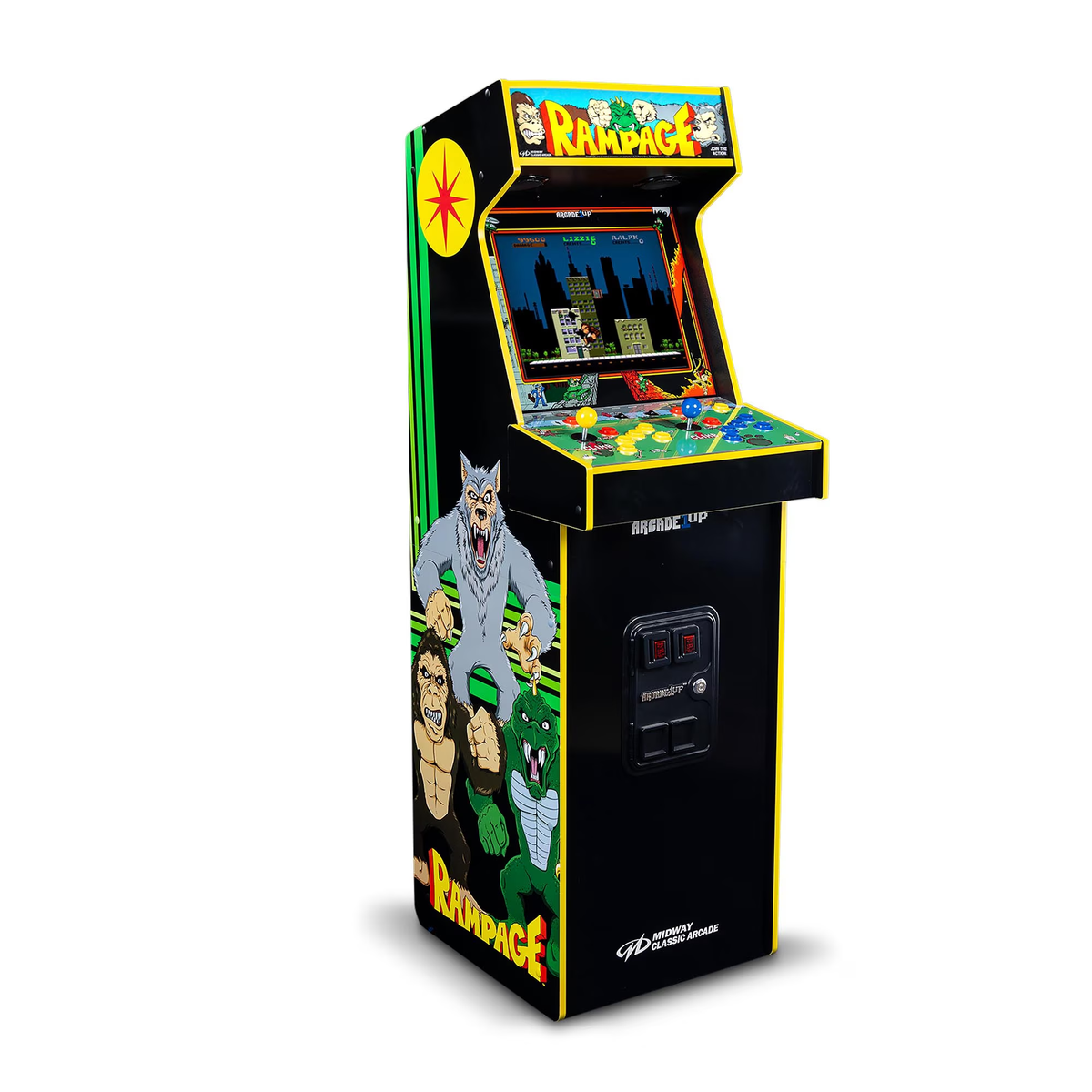 Rampage, Joust Deluxe Arcade Machine with 14 Classic Midway Games & Light-Up Marquee