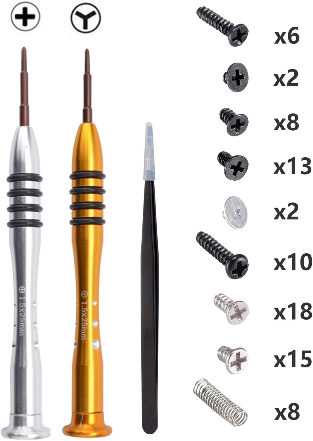 Cross Screwdriver Tri-Wing Screwdrivers Kit, Assemble Disassemble Tools Set with Springs and Tweezers Screws for NS Switch Console Joy Con