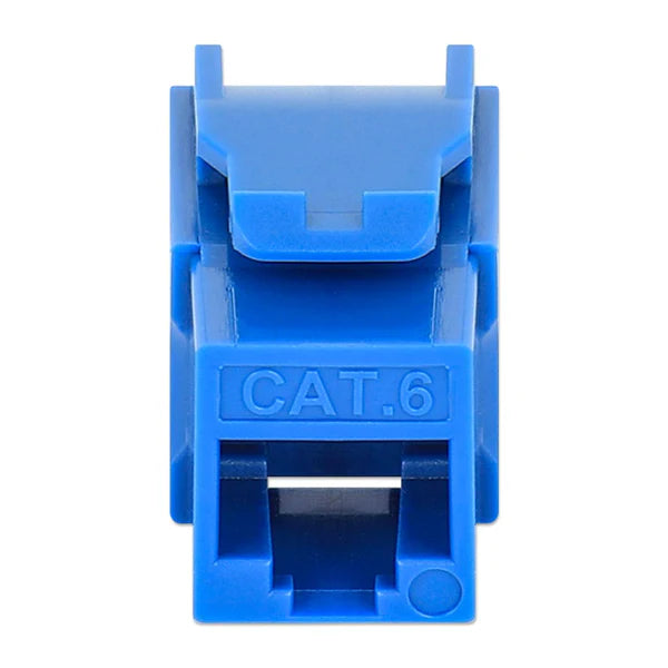 Cat6 Slim Keystone Jack with Punch-Down Stand, Blue, 25-PackFor Easy Fit in High-density Patch Panels, UTP, for Solid Wire