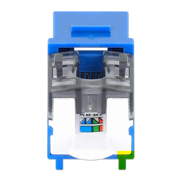 Cat6 Slim Keystone Jack with Punch-Down Stand, Blue, 25-PackFor Easy Fit in High-density Patch Panels, UTP, for Solid Wire