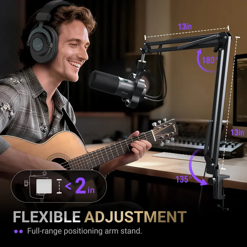 Fifine K688 Neo Wired USB/XLR Dynamic Pro Podcast Microphone - Adjustable Content Creator Tool with Mute Tap, Monitor, Volume Control, 5±0.25 V, USB-C Mic End for Easy Plug-In Setup, for Streaming, PC, Smartphone, Mixer, Boom Arm