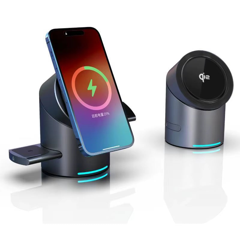 Qi2 Magnetic Wireless Charger Fast Charger 3-In-1 Intelligent Fast Charging 15W for Iphone 12/13/14/15/16/17, for Iwatch & Airpods