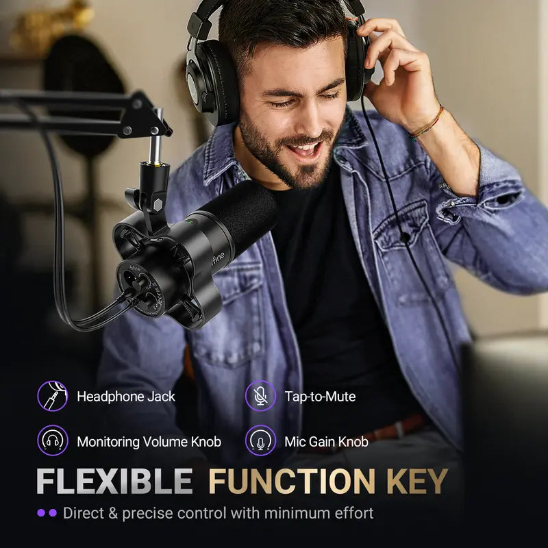 Fifine K688 Neo Wired USB/XLR Dynamic Pro Podcast Microphone - Adjustable Content Creator Tool with Mute Tap, Monitor, Volume Control, 5±0.25 V, USB-C Mic End for Easy Plug-In Setup, for Streaming, PC, Smartphone, Mixer, Boom Arm