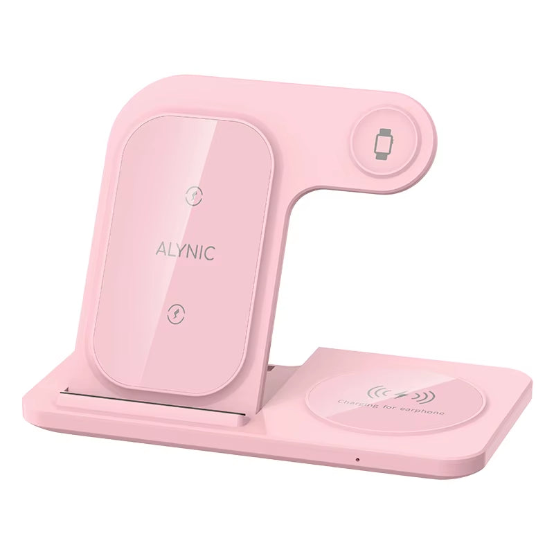 30W LED Fast Wireless Charger Stand 3 in 1 Foldable Charging Station for Iphone 17 16 15 14 13 12 11 Apple Watch 9 8 7 6 5 Airpods Pro 1 2