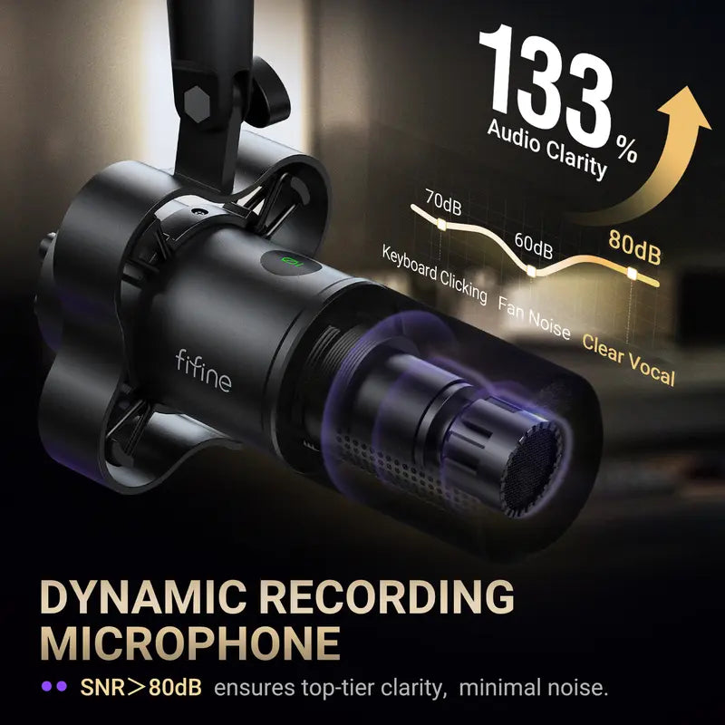 Fifine K688 Neo Wired USB/XLR Dynamic Pro Podcast Microphone - Adjustable Content Creator Tool with Mute Tap, Monitor, Volume Control, 5±0.25 V, USB-C Mic End for Easy Plug-In Setup, for Streaming, PC, Smartphone, Mixer, Boom Arm