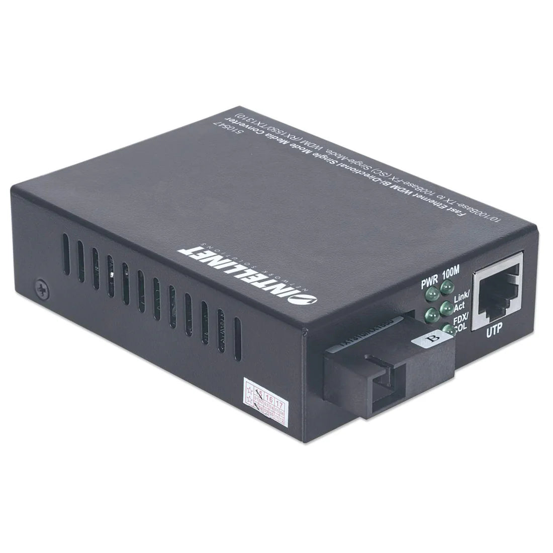 Fast Ethernet WDM Bi-Directional Single Mode Media Converter
10/100Base-TX to 100Base-FX (SC) Single-Mode, 20 km (12.4 mi.), WDM (RX1550/TX1310)