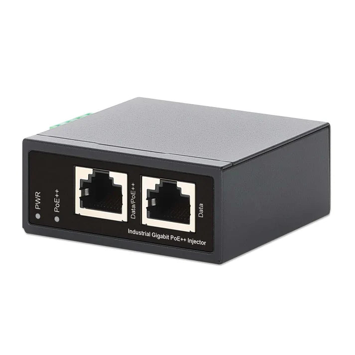 Industrial Gigabit PoE++ Injector
One 95 W Port, IEEE 802.3bt (4PPoE) Compliant, IP50-Rated Metal Housing, DIN-Rail Mount