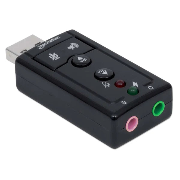 USB-A to 3.5 mm Audio Adapter with Volume Controls
Compact High-Speed USB 2.0 External Sound Card with 3.5 mm Audio and Microphone Ports, 7.1-Channel Virtual 3D Surround Sound, Internal Amplifier and Volume Controls