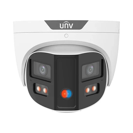 4K Wide Angle 180° FOV NDAA Compliant Weatherproof ColorHunter Tri-Guard 2.0 OmniView Series Fixed Turret IP Security Camera with Active Deterrence, 24/7 Color, Deep Learning AI Smart Events, Dual Mics