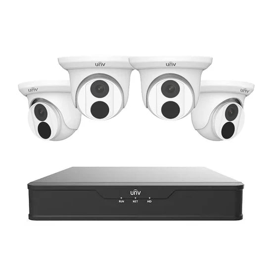 UNV 4 x 4MP Turret IP Camera + 4-Channel 4K NVR + 1TB HDD Complete Video Surveillance Kit