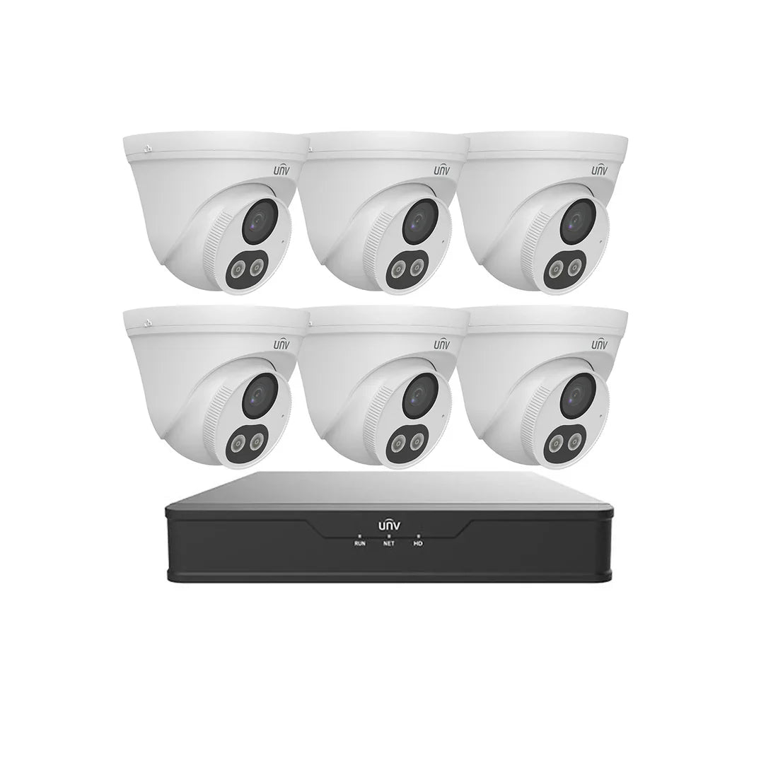 UNV 6 x 4MP 24/7 Color Turret IP Security Camera + 8-Channel 4K NVR PoE Video Surveillance Kit