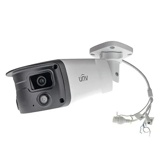 UNV 8MP 4K UltraHD Wide Angle Weatherproof 24/7 ColorHunter Bullet IP Security Camera with 2 x 4.0mm Fixed Lenses and 2-Way Audio