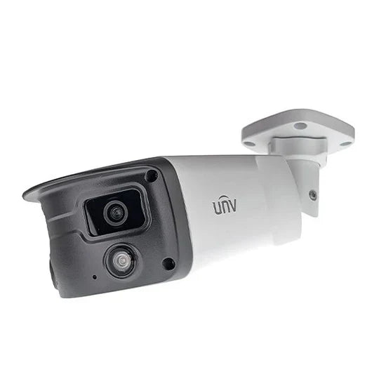 UNV 8MP 4K UltraHD Wide Angle Weatherproof 24/7 ColorHunter Bullet IP Security Camera with 2 x 4.0mm Fixed Lenses and 2-Way Audio