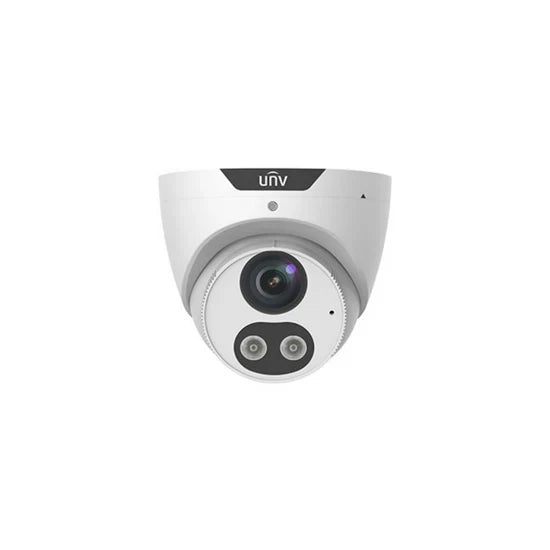 UNV 4MP Tri-Guard NDAA-Compliant Weatherproof Turret IP Security Camera 2.8mm Fixed Lens with Deep Learning AI, Active Deterrence, and 24/7 Color Illumination