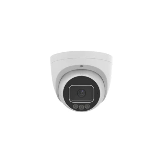 UNV Tri-Guard 2.0 8MP 4K UltraHD Red/Blue Active Deterrence Lights, White Light, and IR LED Turret IP Security Camera with a 2.8mm Lens and Two-Way Audio