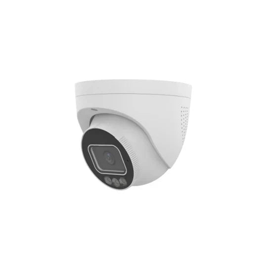 UNV Tri-Guard 2.0 8MP 4K UltraHD Red/Blue Active Deterrence Lights, White Light, and IR LED Turret IP Security Camera with a 2.8mm Lens and Two-Way Audio