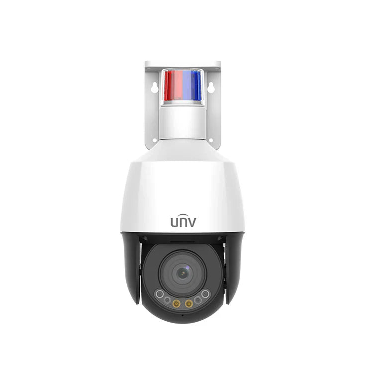 UNV 5MP Tri-Guard NDAA-Compliant Mini PTZ Dome IP Security Camera Dual-light with Active Deterrence, Deep Learning AI, 24/7 Color Illumination, 5X Zoom Lens, and Autotracking