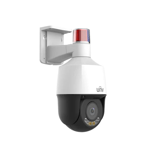 UNV 5MP Tri-Guard NDAA-Compliant Mini PTZ Dome IP Security Camera Dual-light with Active Deterrence, Deep Learning AI, 24/7 Color Illumination, 5X Zoom Lens, and Autotracking
