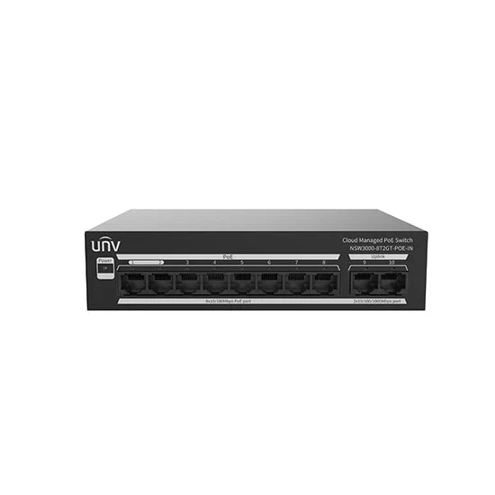 UNV 8 Port Cloud Managed POE Switch with 2 Gigabit Uplink Ports