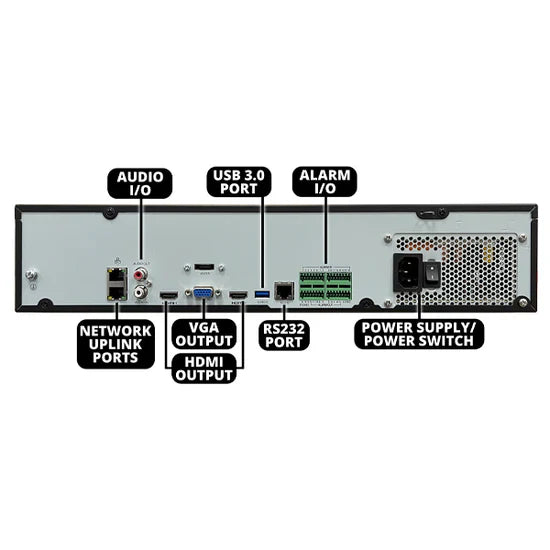 UNV 12MP 32-Channel NDAA-Compliant IP Network Video Recorder with 8 SATA Hard Drive Bays and RAID Data Protection