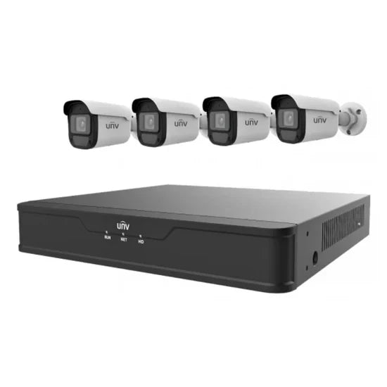 UNV 4 x 4MP Bullet IP Camera + 4K 4-Channel NVR + 1TB HDD Complete Video Surveillance Kit